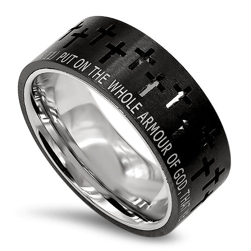 Armor of God Ephesians 6 Black Cross Ring