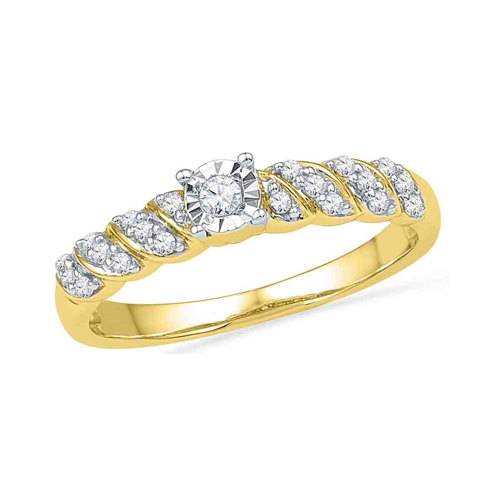 10kt Yellow Gold Womens Round Diamond Solitaire Promise Bridal Ring 1/5 Cttw
