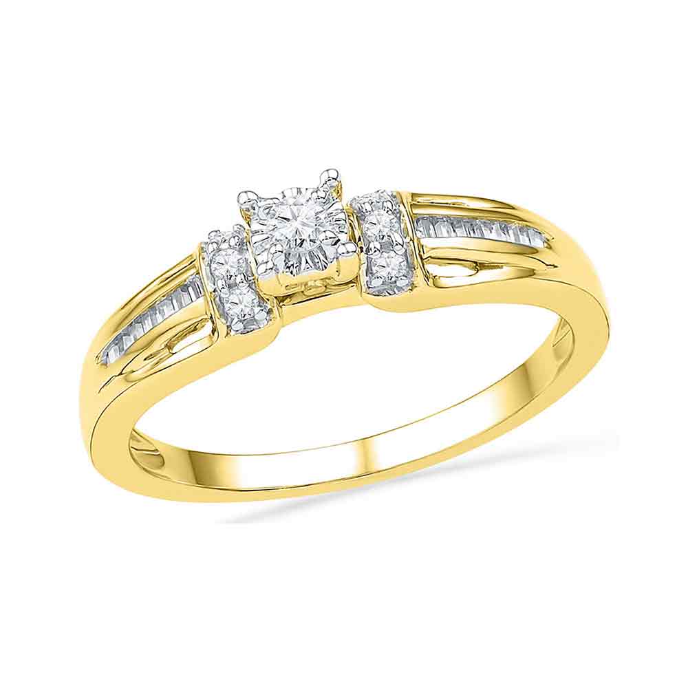 10kt Yellow Gold Womens Round Diamond Solitaire Promise Bridal Ring 1/5 Cttw