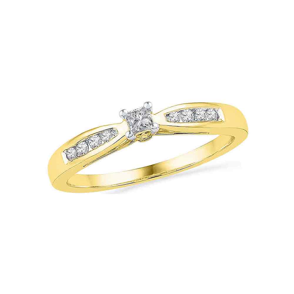 10kt Yellow Gold Womens Round Diamond Solitaire Promise Bridal Ring 1/5 Cttw