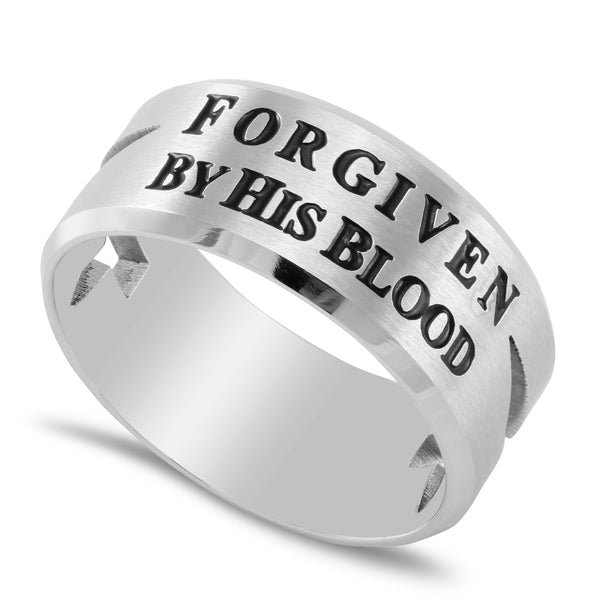 Romans 5:9 Ring Cut Out Cross Silver
