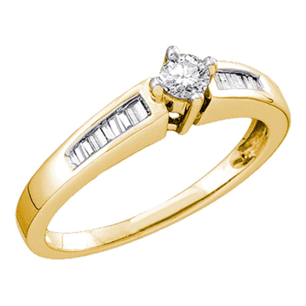 10kt Yellow Gold Womens Round Diamond Solitaire Bridal Wedding Engagement Ring 1/3 Cttw