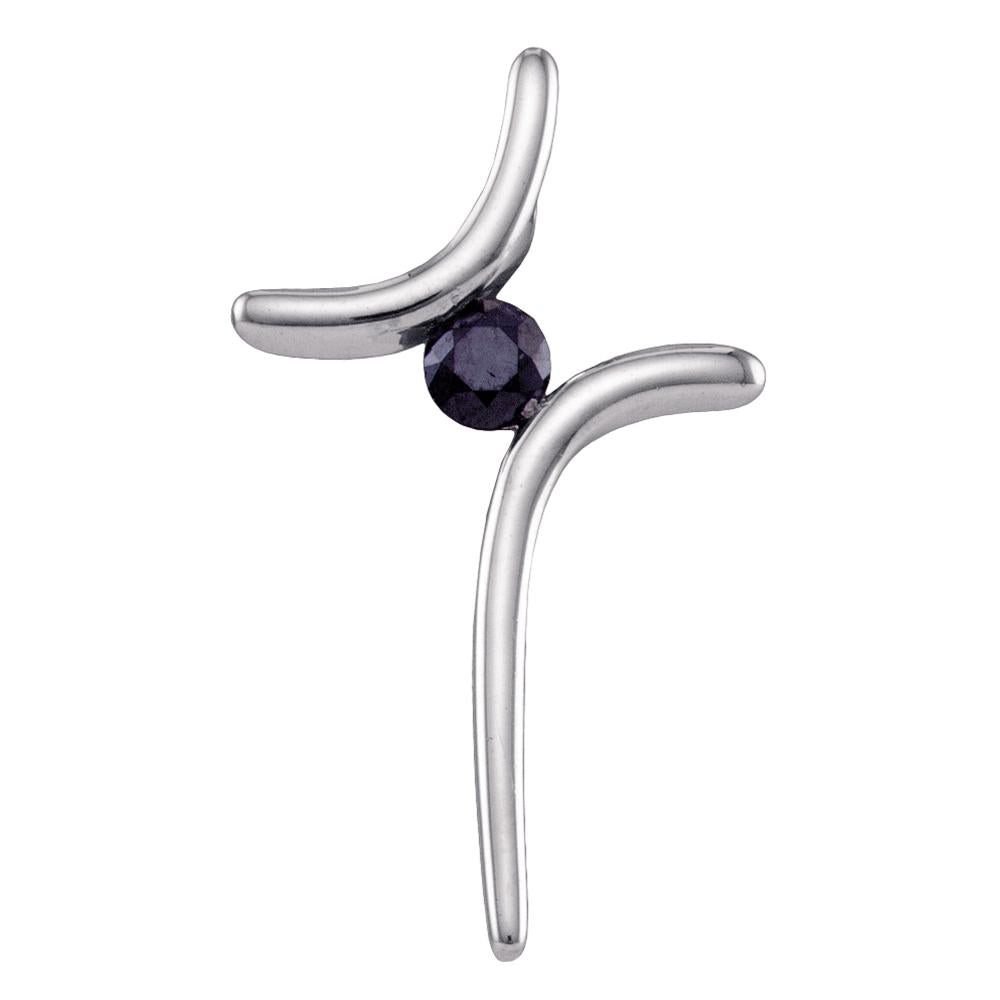 Sterling Silver Modern Cross Pendant with Black Solitaire Stone