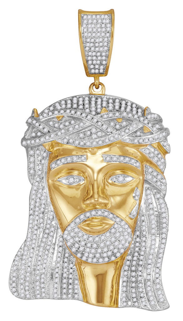 10K Jesus Christ Piece in Gold and Diamond for Men, 2-1/2 Cttw