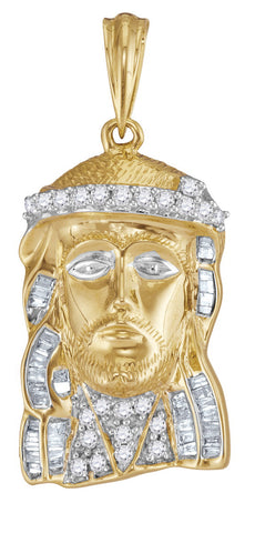 Real Gold Jesus Piece with Diamonds for Men, Religious Theme 1/2 Cttw
