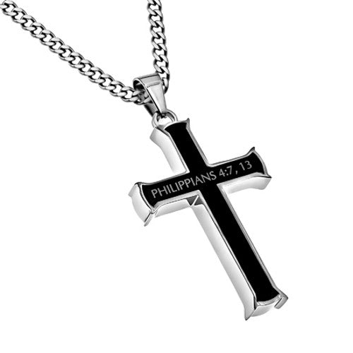 Philippians 4:13 Necklace Black