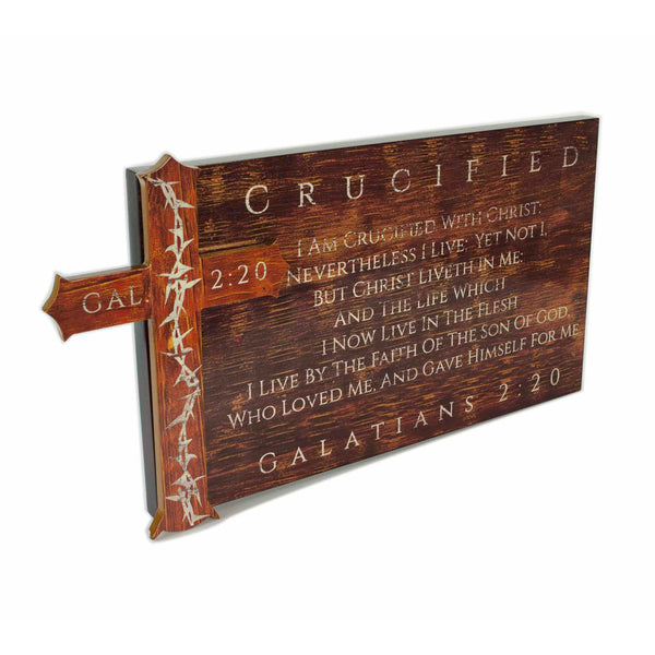 Christian Cross Wall Decor GALATIANS 2 20 Wooden Plaque