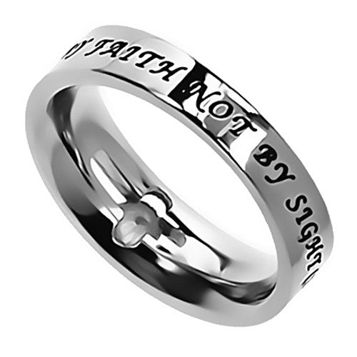 Cut Out Cross Ring Floating Stone