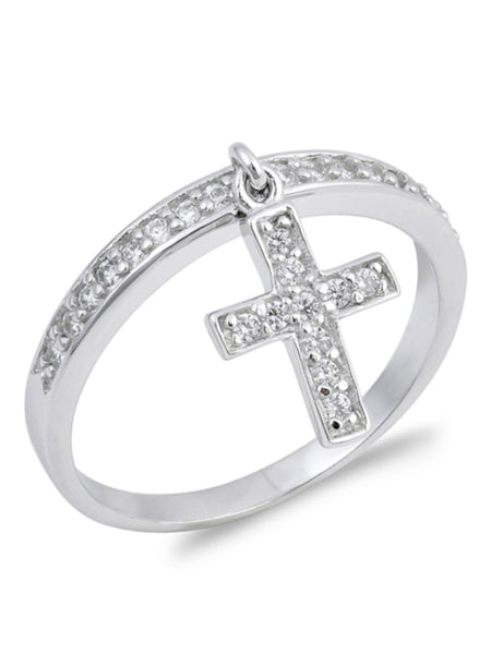 Dangling Cross Ring with Diamonds