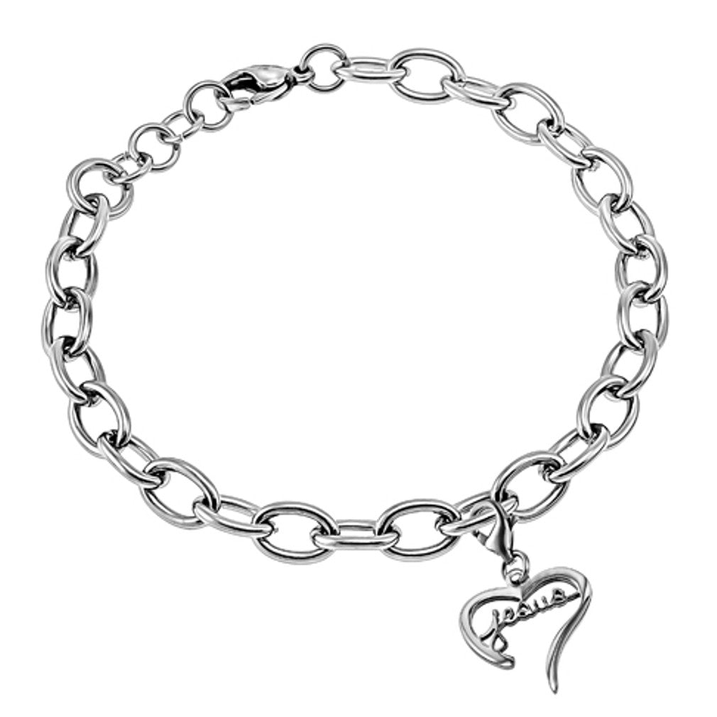 JESUS Heart Bracelet, Bible Verse, Adjustable 7" to 8" Steel Chain