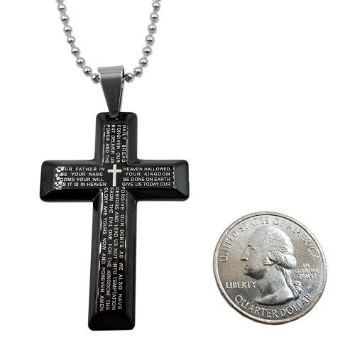 Stainless Steel Black with Lord's Prayer (in Spanish) Bullet Pendant N –  Matador Diamond, LLC