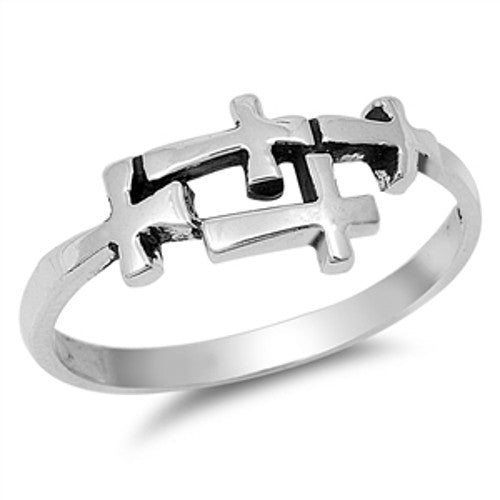 Sterling Silver Sideways Cross Ring
