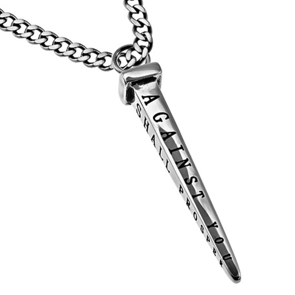 Men's Nail Cross Necklace Isaiah 54:17