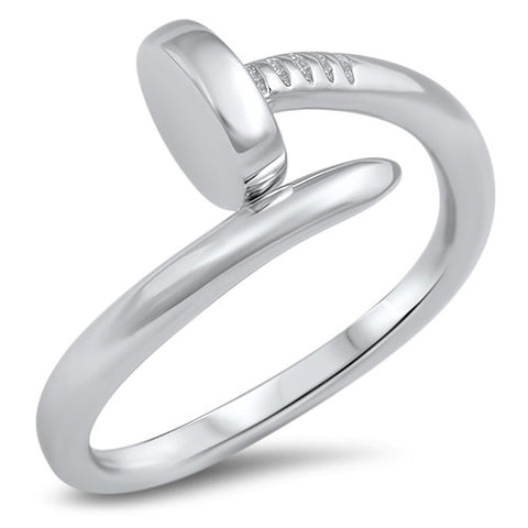 Christian Nail Ring, Sterling Silver 925 with Jewelry Gift Box