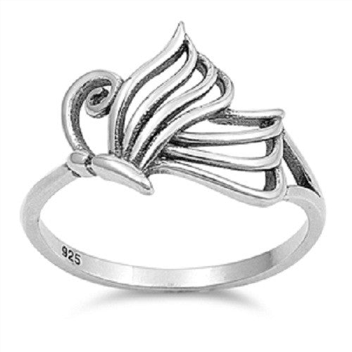 Oxidized Butterfly Wings Ring, Sterling Silver, Christian Inspired Jewelry