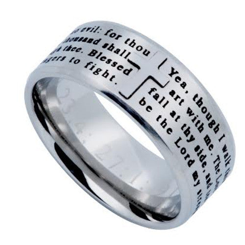 Psalm 23:4 Cross Ring For Men