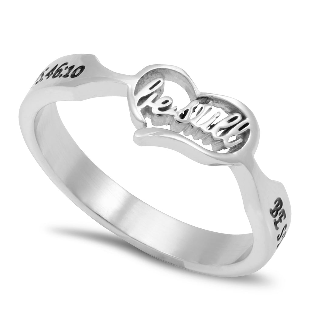 Psalm 46 10 Heart Ring