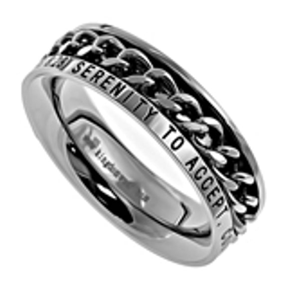 SERENITY Romans 8:28 Christian Women Chain Ring, Stainless Steel