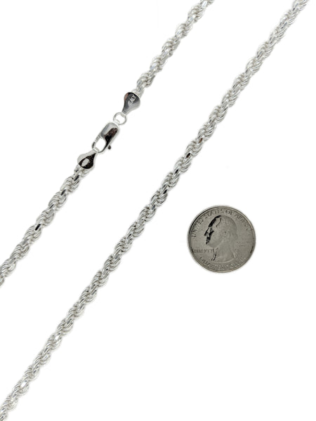Sterling Silver Rope Chain Necklace For Men, 18 to 30 inches, 5 mm wide