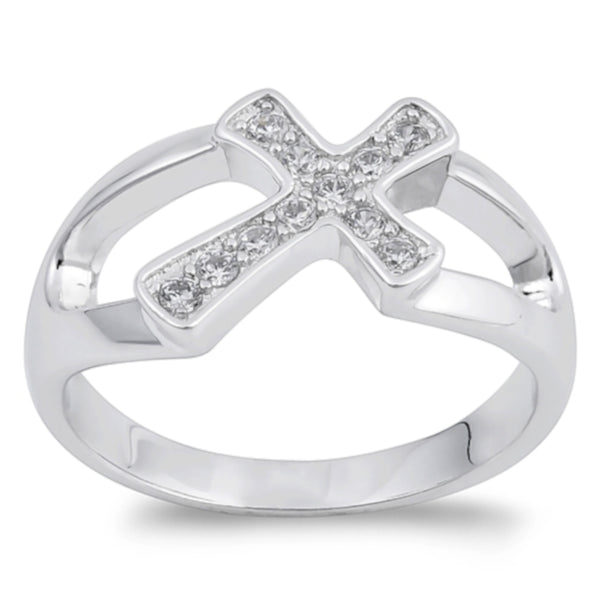 sterling silver sideways cross ring