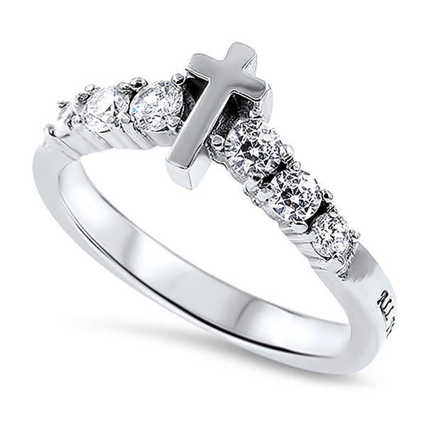 Vertical Cross Six Stone Ring Philippians 4:13