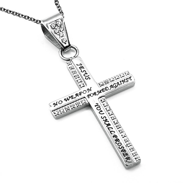 Womens Isaiah 54:17 Cross Pendant Religious