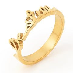 Gold Color Hand Writing Bible Verse, Be Still Psalm 46:10 Ring, Stainless Steel