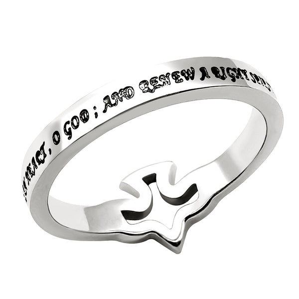 CREATE IN ME A CLEAN HEART PSALM 51:10, Dove of Peace CZ Stones and Stainless Steel