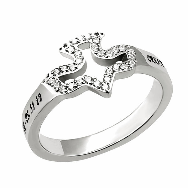 CREATE IN ME A CLEAN HEART PSALM 51:10, Dove of Peace CZ Stones and Stainless Steel