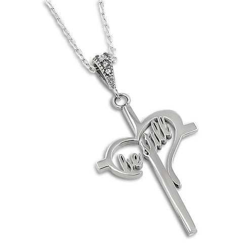 Cross heart BE STILL necklace