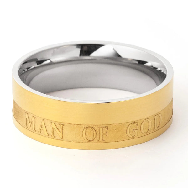 Gold Plated MAN OF GOD Band 1 Timothy Inspired, Stainless Steel