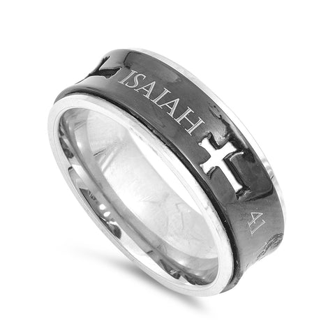 Isaiah 41:10 Black Spinner Ring Fear Not 2