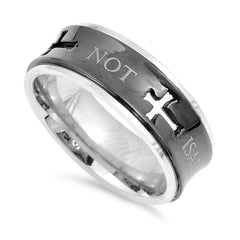 MAN OF GOD Spinner Ring with Black Coated Stainless Steel
