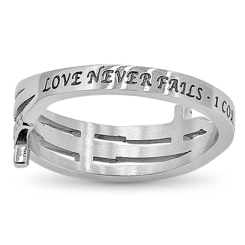Love Never Fails Triple Cross Ring 1 Corinthians 13:8 500X500 2