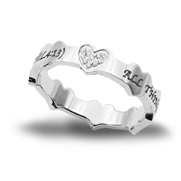 Philippians 4:13 Heart Ring Religious