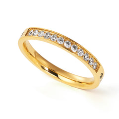 PSALM 34:8 Ring with CZ Stones, BLESSED Bible Verse, Gold Tone Stainless Steel