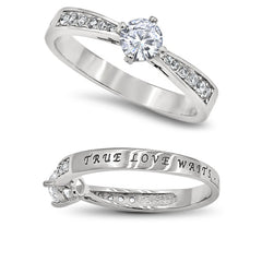 TRUE LOVE WAITS Ring 1 TIMOTHY 4:12, Stainless Steel with Center Stone