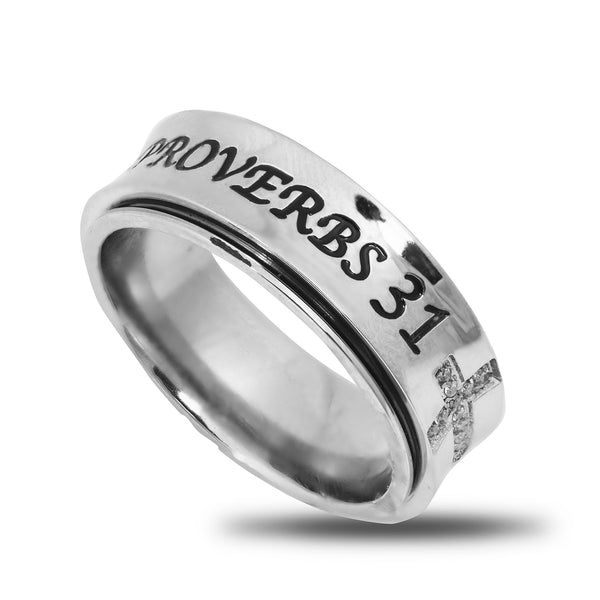 Womens Polished Spinner Ring Proverbs 31 Virtuous Woman