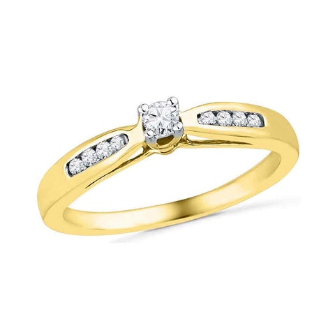 10kt Yellow Gold Womens Round Diamond Solitaire Promise Bridal Ring 1/5 Cttw