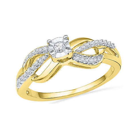 10kt Yellow Gold Womens Round Diamond Solitaire Infinity Promise Bridal Ring 1/6 Cttw