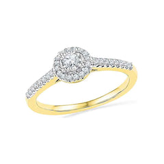10kt yellow gold womens round diamond solitaire halo promise bridal ring 1/4 cttw100320