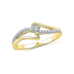 10kt yellow gold womens round diamond solitaire promise bridal ring 1/6 cttw100328