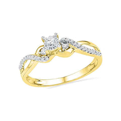 10kt yellow gold womens round diamond solitaire crossover promise bridal ring 1/4 cttw100422