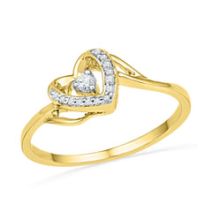 10kt yellow gold womens round diamond heart love promise bridal ring 1/12 cttw101811