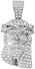 10K White Gold Jesus Piece Chain with Real Diamonds 3/4 Cttw