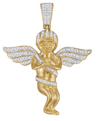 10kt Yellow Gold Cherub Angel Pendant with Diamonds 1/2 Cttw