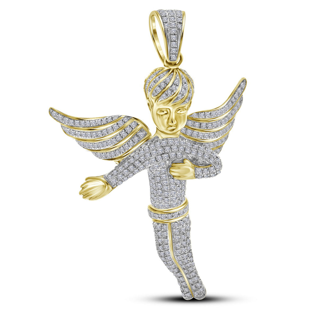 10kt Gold Men's Angel Pendant with Diamond Stones 2-1/6 Cttw