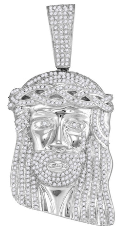 White Gold Jesus Piece with Iced Out Diamonds, 2.00 Cttw