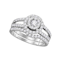 14k white gold round diamond bridal wedding engagement ring band set 1.00 cttw104748