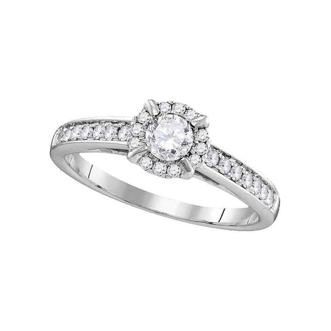 14kt White Gold Womens Round Diamond Solitaire Bridal Wedding Engagement Ring 5/8 Cttw